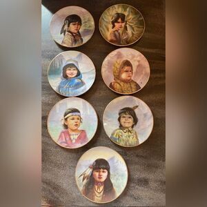Artaffects Set Of Seven Plates Native American Children Limited Edition 4”